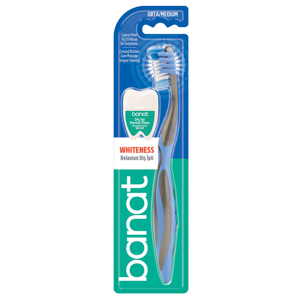 بنات فرشاة أسنان ريلاكسيون مع خيط أسنان 10 م – متوسطة | Dental Care Accessories