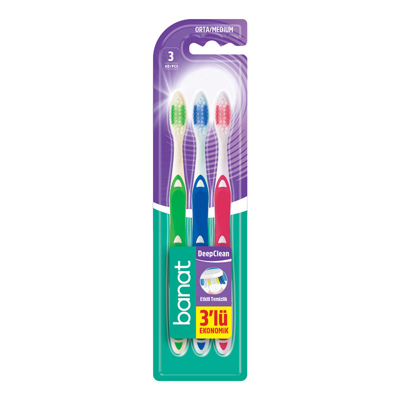 Banat Deepclean Toothbrush 3 Pack – Medium | Toothbrushes