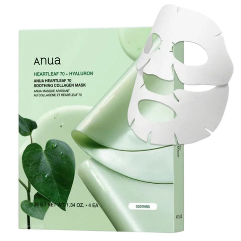 Anua Heartleaf 70% Hyaluron Soothing Collagen Mask 38g (1ea x4 Set)