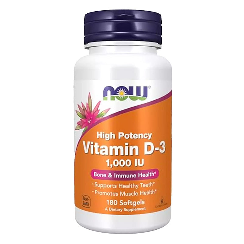 NOW Vitamin D3 1000 IU Softgels 180's | Vitamin D