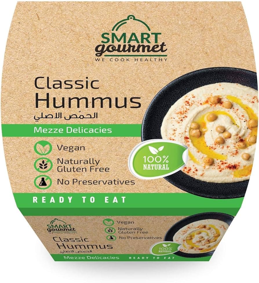 Smart Gourmet - Classic Hummus Plain Container 225G | Healthy & Protein Chips Smart Gourmet - Classic Hummus Plain Container 225G | Healthy & Protein Chips