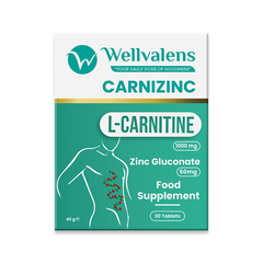 Wellvalens Carnizinc tab 30 tab (Carnitine 1 g + Zinc Gluconate 50 mg)