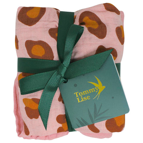 Tommy Lise - Muslin Swaddle 2 Pcs Set - Coral Leopard (70X70Cm)