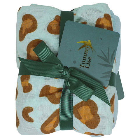 Tommy Lise - Muslin Swaddle 2Pcs Set - Blue Leopard (70X70Cm)