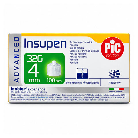 Pic Insupen Advance Pen Needles 32G 4 mm 100 Pieces, Pack of 2