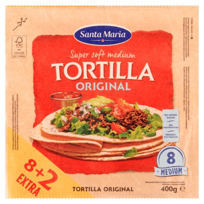 Santa Maria Tortilla Original Medium 400G 8+2 Extra