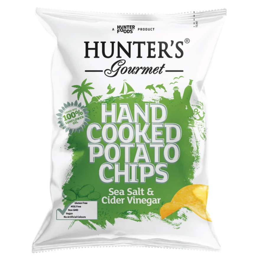 Hunter'S Hand Cooked Potato Chips Sea Salt And Vinegar 125G | Organic Chips Hunter'S Hand Cooked Potato Chips Sea Salt And Vinegar 125G | Organic Chips