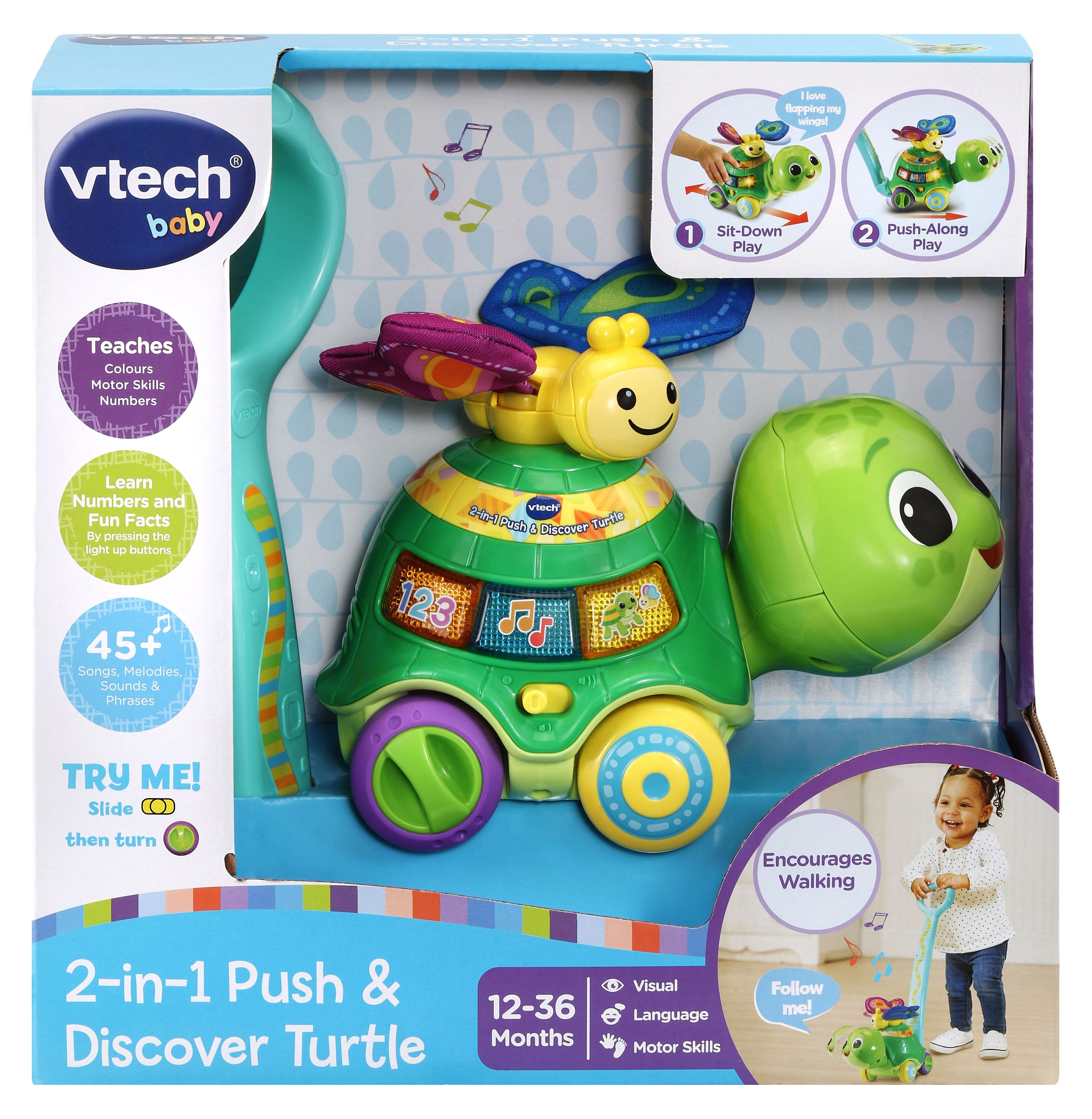 Vtech 2-In-1 Push & Discover Turtle | Kulud Pharmacy