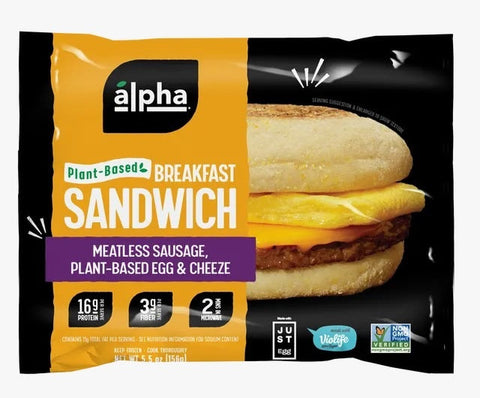 Alpha Foods Breakfast Sandwich Meatless Sausage 156G