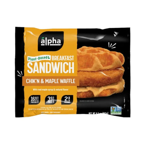 Alpha Foods Breakfast Sandwich Chik'N & Maple Waffle 133G