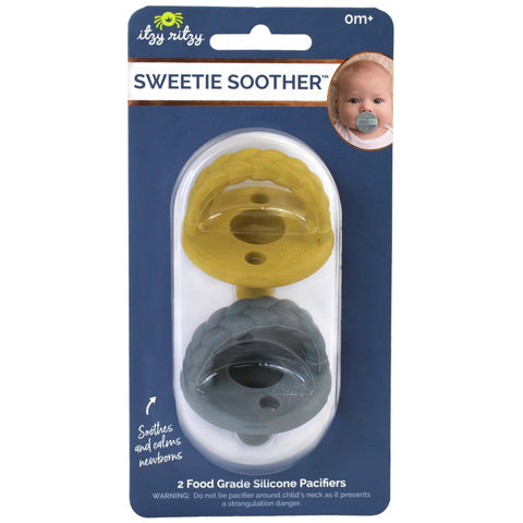 Itzy Ritzy Soother Pacifier 2Pk- Gray & Mustard Braids