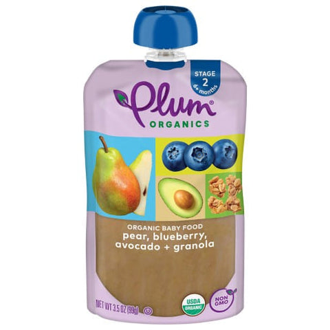 Plum Organics S2 Org Baby Food Pear, Blueberry, Avocado + Granola 99g