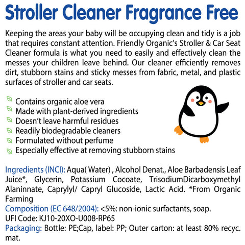 Friendly Organic 250Ml Fragrance Free Stroller & Car Seat Cleaner, Clear