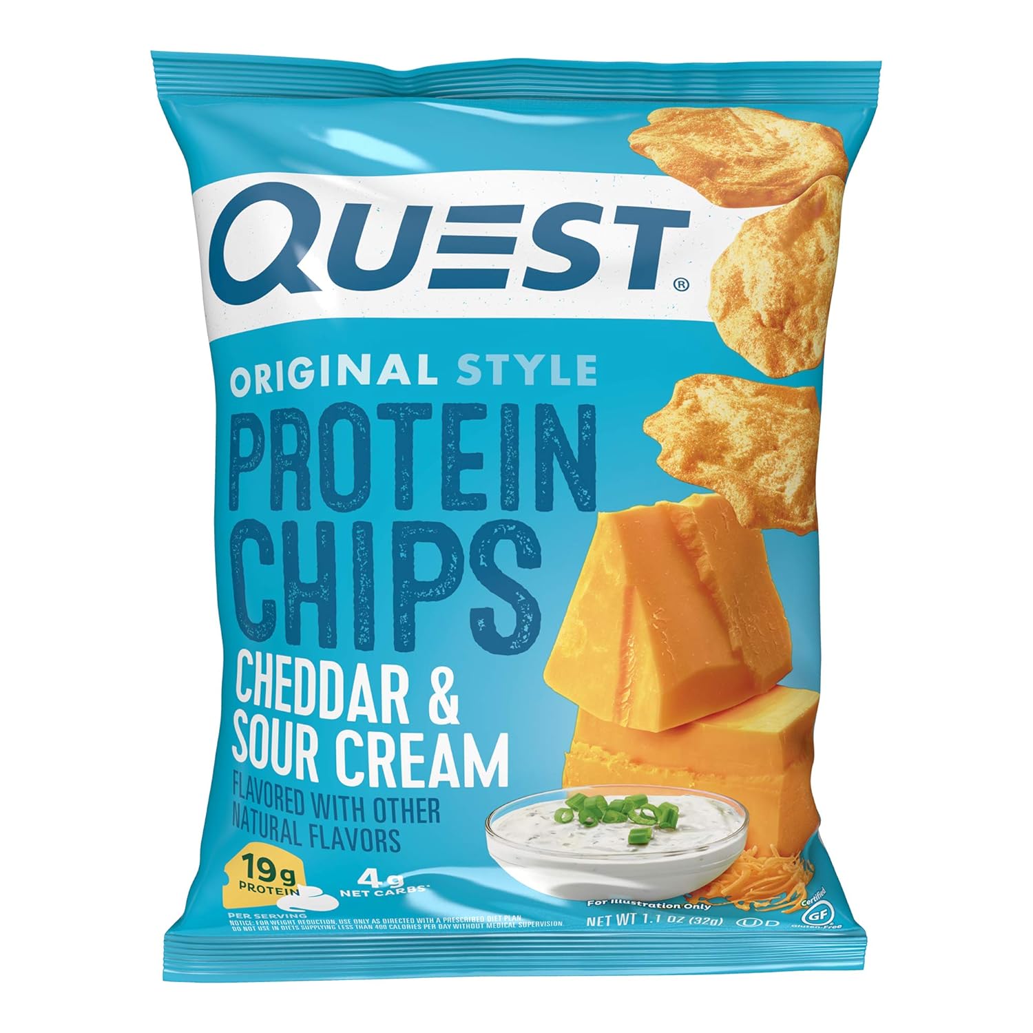 Quest - Protein Chips Cheddar & Sour Cream 32Gm | Healthy & Protein Chips Quest - Protein Chips Cheddar & Sour Cream 32Gm | Healthy & Protein Chips