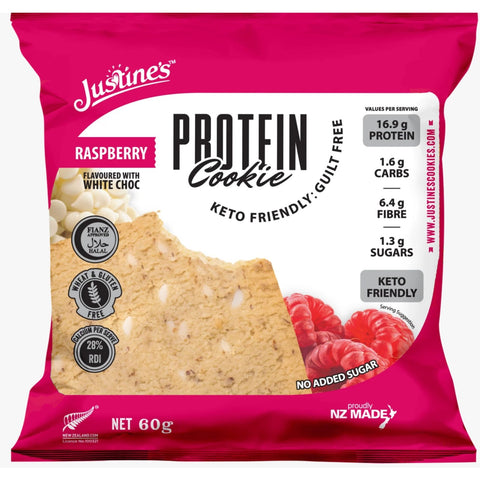 Justine'S protein Keto Cookie Raspberry White Chocolate 60g