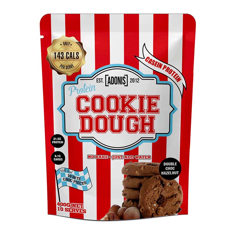 Adonis Protein Cookie (Casein Protein) - Dough Double Choc Hazelnut 400Gms | Cookie Dough