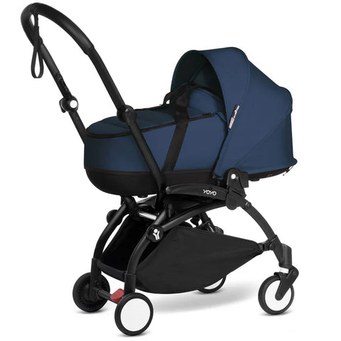 Babyzen Yoyo Stroller - White Frame With Bassinet (Navy Blue)