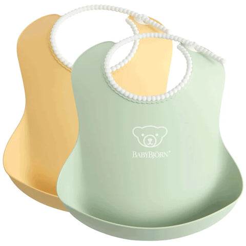 Babybjorn Baby Bib (Powder Yellow/Powder Green) - Pack Of 2