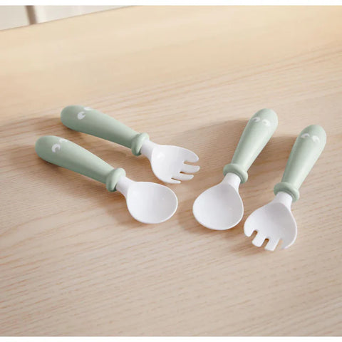 Babybjorn Baby Spoon And Fork - 4 Pcs (Powder Green)