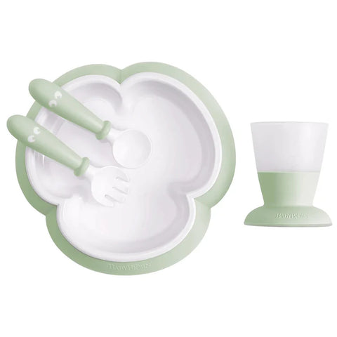 Babybjorn Baby Feeding Set - 4 Pcs (Powder Green)