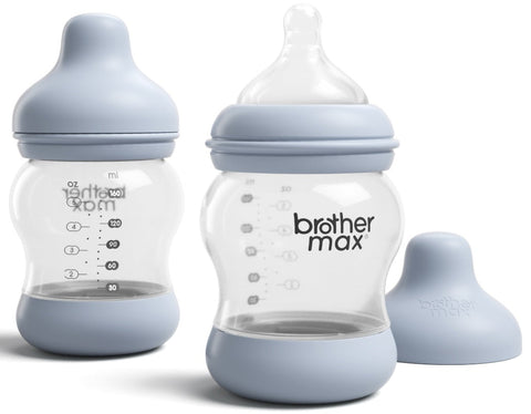 Brother Max Pp Anti-Colic Feeding Bottle 160Ml/5Oz + S Teat - Pack Of 2 (Blue)