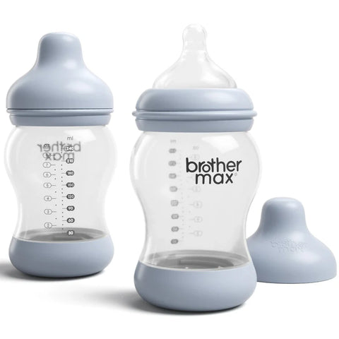 Brother Max Pp Anti-Colic Feeding Bottle 240Ml/8Oz + S Teat – Pack Of 2 (Blue)