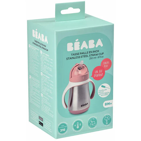 Beaba Stainless Steel Straw Cup (Old Pink)