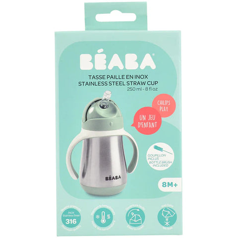 Beaba Stainless Steel Straw Cup (Sage Green)