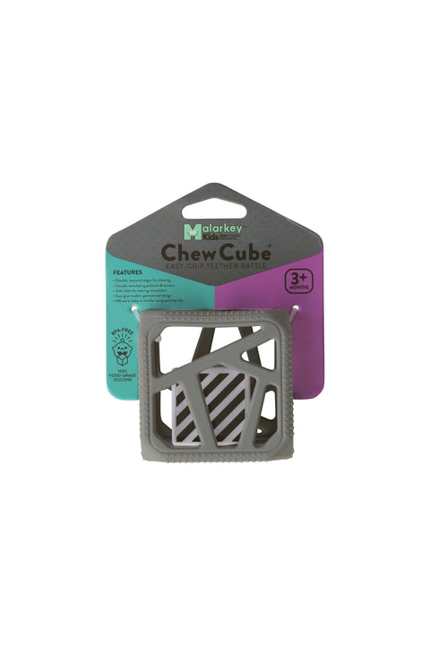 Malarkey Kids Chew Cube Easy Grip Teether Rattle (Grey)