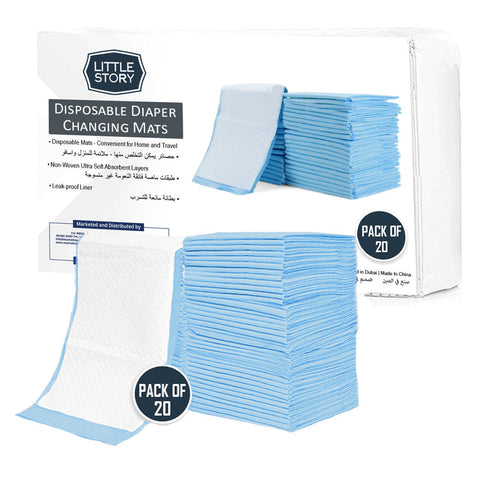 Little Story - Disposable Diaper Changing Mats - Pack Of 20Pcs (Blue)