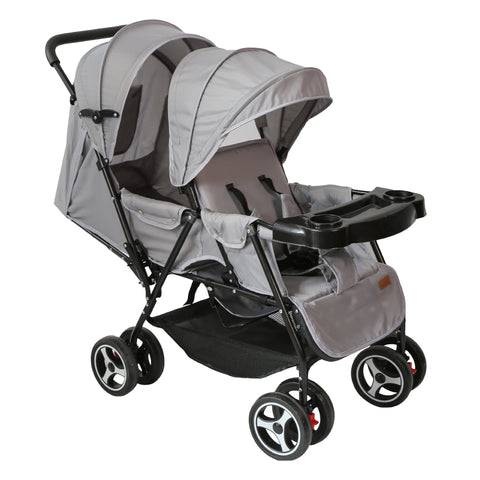 Moon Magnum Tandem Easy Fold Twin Travel Stroller (Light Grey)