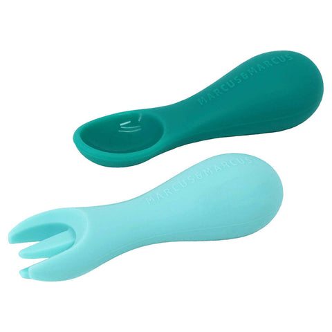 Marcus & Marcus Silicone Palm Grasp Spoon & Fork Set - Ollie