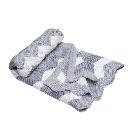 Moon - Snugly 100% Cotton Knitted Baby Blanket (Grey)