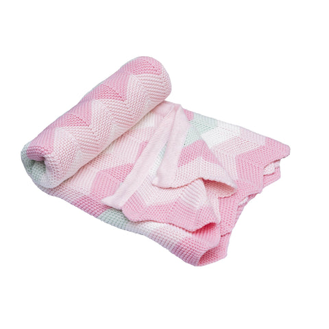 Moon - Snugly 100% Cotton Knitted Baby Blanket (Pink)