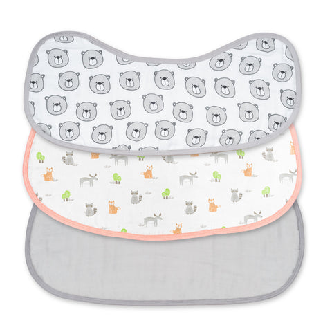 Moon Organic Burpy Bib Pack Of 3 (Forest & Grey)