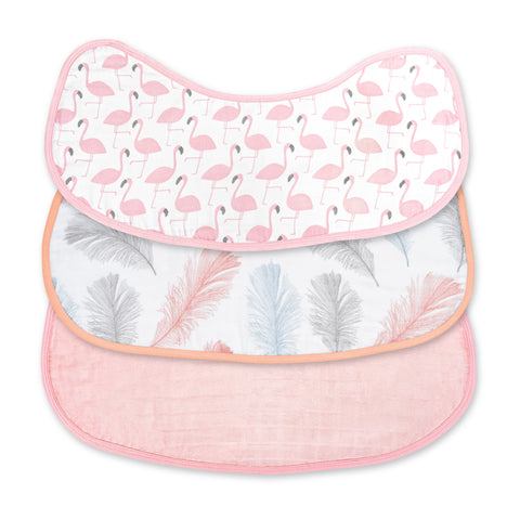 Moon Organic Burpy Bib Pack Of 3 (Feather & Pink)