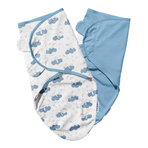 Moon Organic Swaddle, Rabbit (Blue)