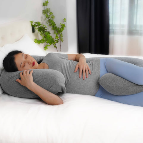 Moon Organic C Shaped Maternity Pillow (Light Grey)