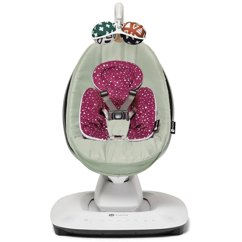 4Moms - MamaRoo 5 Multi-Motion Baby Swing (Sage) + Newborn Insert  (Maroon/Plush)