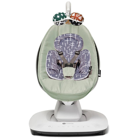 4Moms - MamaRoo 5 Multi-Motion Baby Swing (Sage) + Newborn Insert (Grey/Plush)