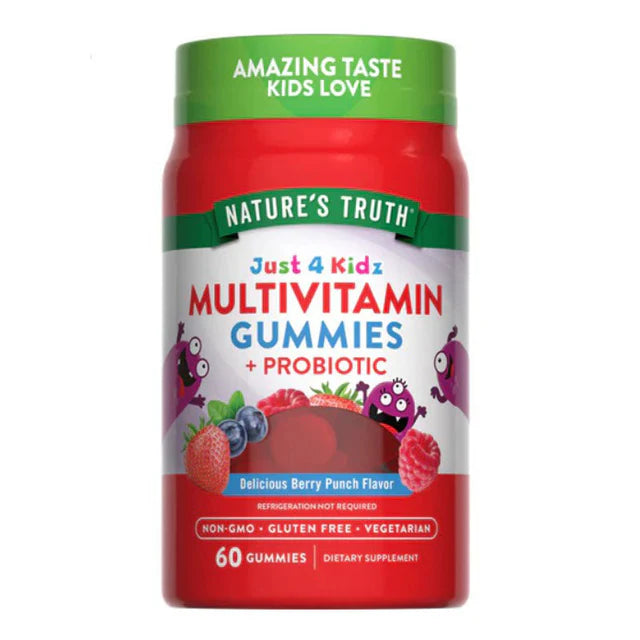 Nature's Truth Just 4 kids Multi-Vitamin Gummies+Pribiotic Berry 60's | Kid's Health Nature's Truth Just 4 kids Multi-Vitamin Gummies+Pribiotic Berry 60's | Kid's Health