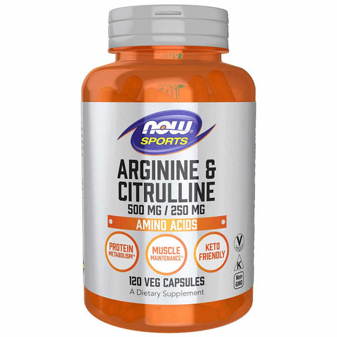 Now Arginine & Citrulline 500Mg/250Mg 120 Veg Capsules