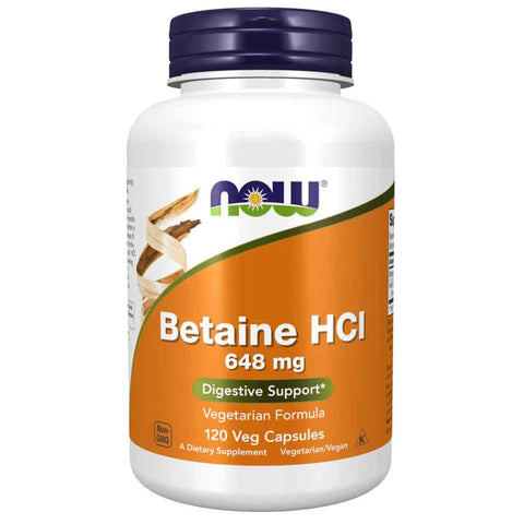 Now Betaine Hcl 648Mg 120 Veg Capsules