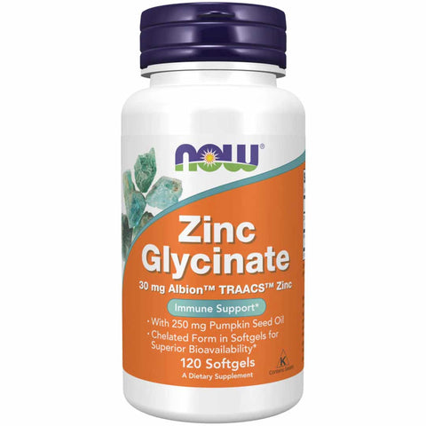Now Zinc Glycinate 30 Mg 120 Softgels
