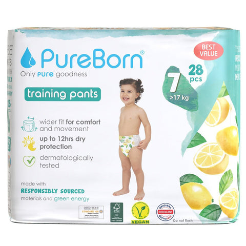 Pure Born Organic Bamboo Diaper Pants Size 7 (Pack of 28)