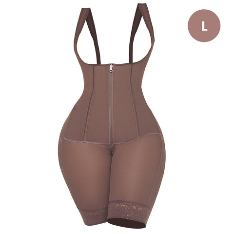 Open Bust Shapewear Bodysuit Daily Use Girdle (Chocolate) - L