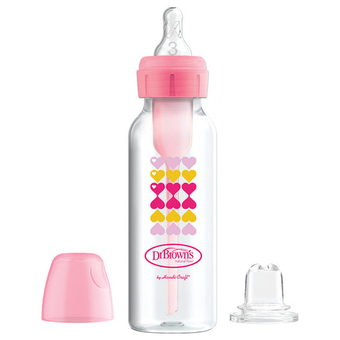 8 Oz/250 Ml Pp Narrow Options+ Bottle To Sippy Starter Kit (Pink Hearts, +L3 Nipple)