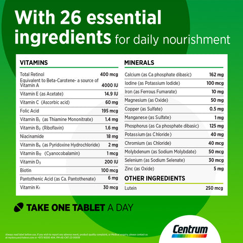 Centrum With Lutein Tablet 100 Tab