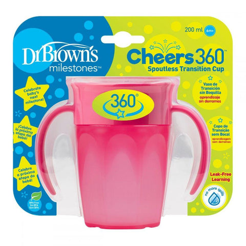 Cheers 360 Cup W/ Handles, 7 Oz/200 Ml (Pink, 6M+, 1-Pack)