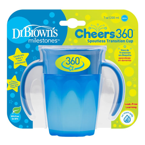 Cheers 360 Cup W/ Handles, 7 Oz/200 Ml, 6M+, 1-Pack (Blue)